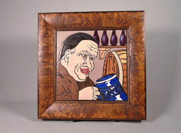 Mosaic Tile Company Arts and Crafts Monk Drinking Ale, Falls City Brewery. Luoisville KY Bungalow Bill Antique