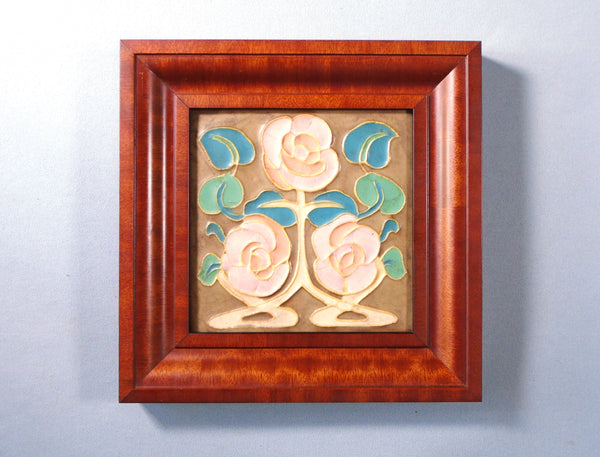 Wheatley Pottery Arts and Crafts Tile of Roses Bungalow Bill antiques