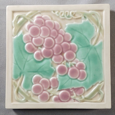 Rookwood Pottery Tile Trivet Pastel Grapes 1930 Bungalowbill antiques