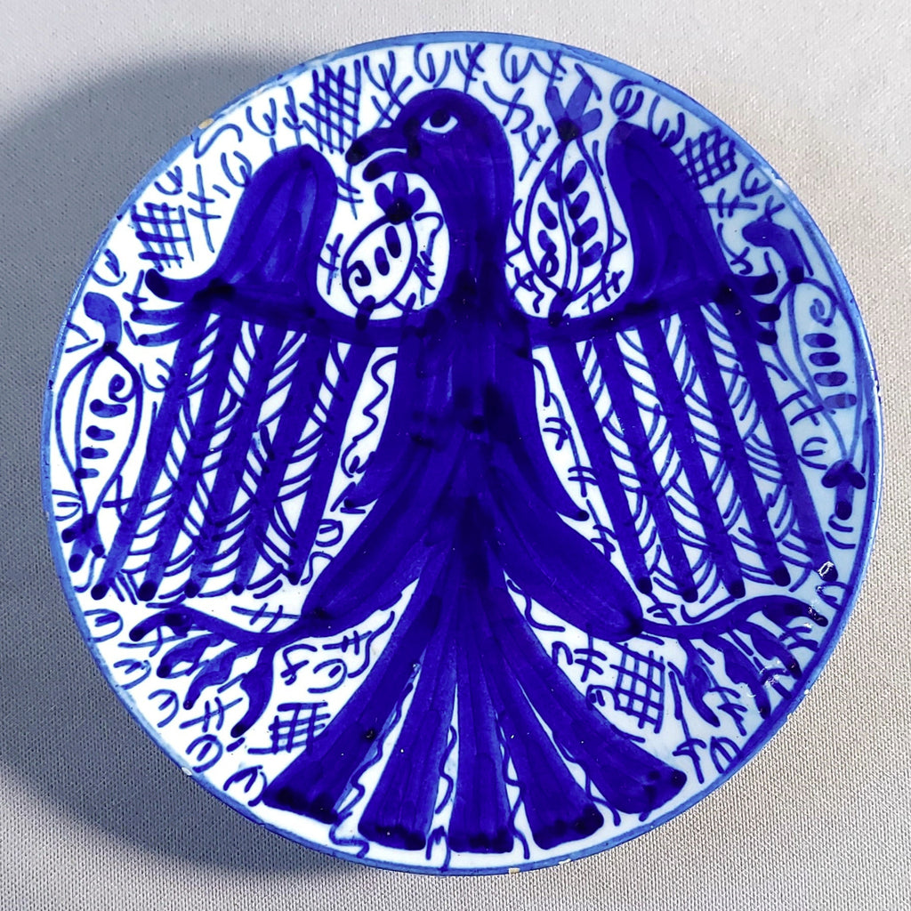 Blue and White Talavera Eagle Wall Plate Made in Spain Bungalow Bill Antiques