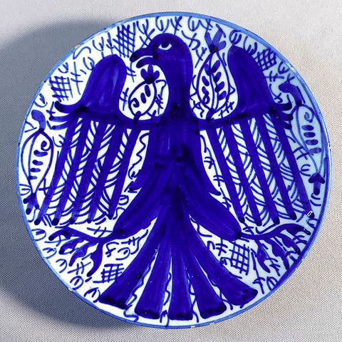 Blue and White Talavera Eagle Wall Plate Made in Spain Bungalow Bill Antiques