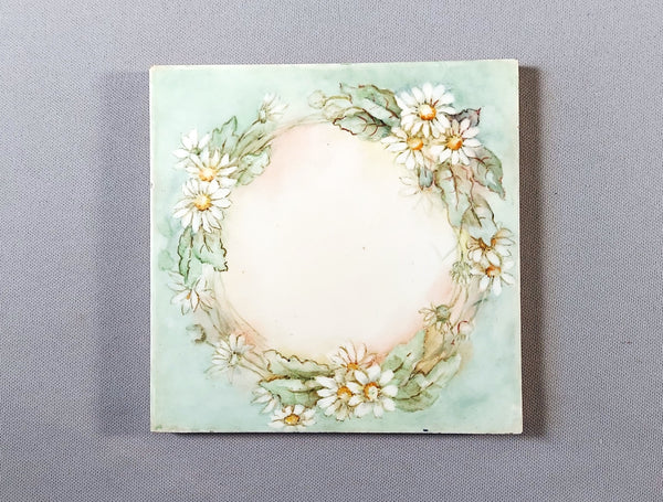 China Painting Tile Bungalow Bill Antique