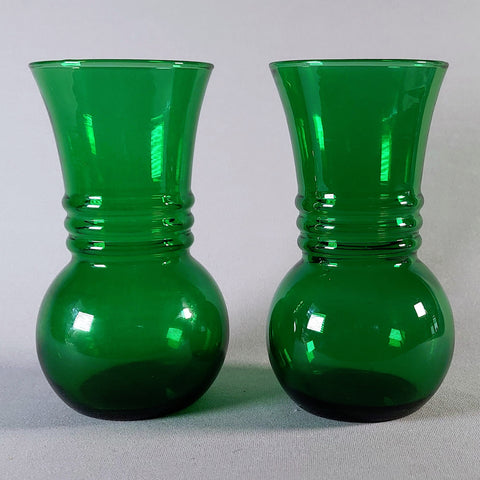 Anchor Hocking Green Glass Harding Vase BungalowBILL antiques