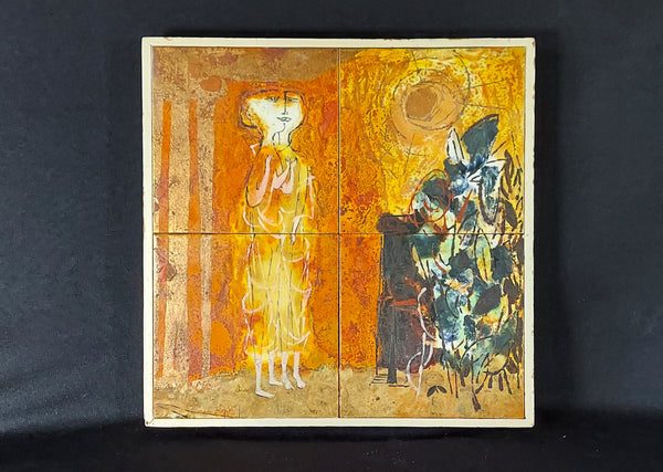 Gertrude Barrer Tile Panel in Frame Bungalow Bill Antiques