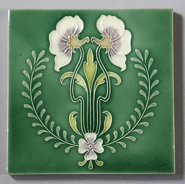 Art Nouveau Flower Tile Bungalow Bill Antiques