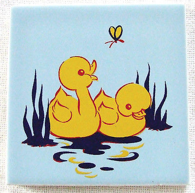Americana Art Tile Ducks & Butterfly