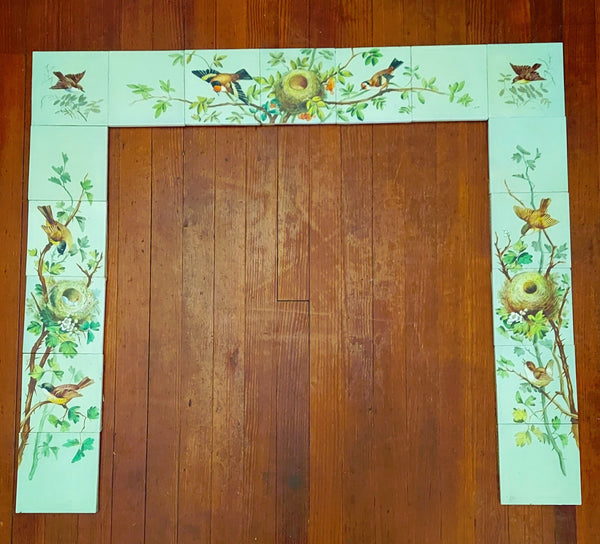 Fireplace surround Hand Painted birds Bungalow Bill antiques