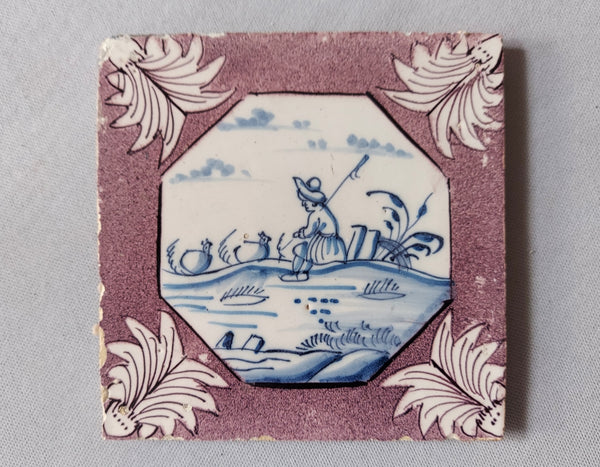 Antique 18th Century Dutch Delft Tile Bungalow Bill