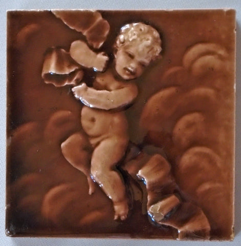 Trent Tile Putto on a Ribbon by Isaac Broome