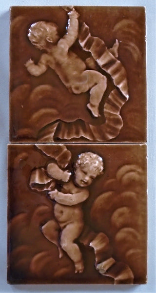 Trent Tile Putto on a Ribbon by Isaac Broome