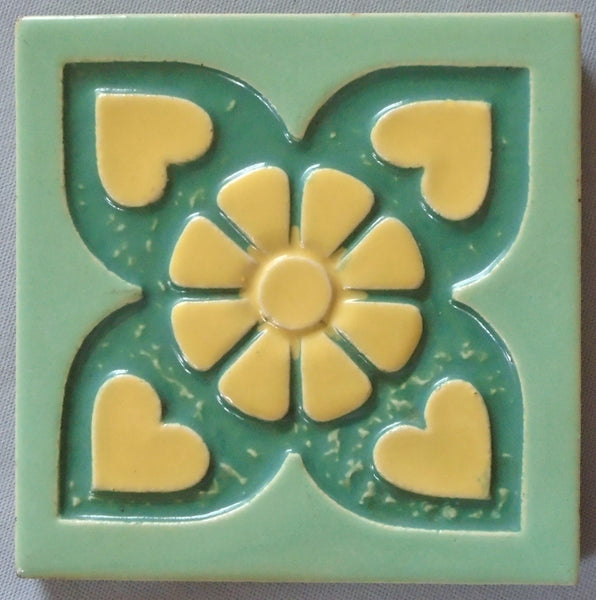 Mosaic Tile Company Daisy and Hearts Art Deco Tile