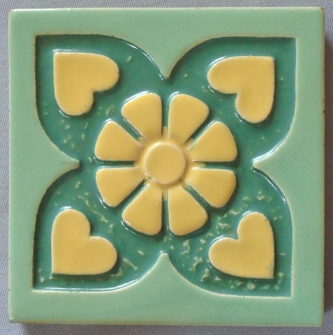 Mosaic Tile Company Daisy and Hearts Art Deco Tile