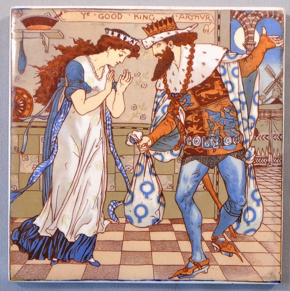 Walter Crane Illustration Advertising Tile Trivet Nursery Rhyme Good King Arthur by AETCO