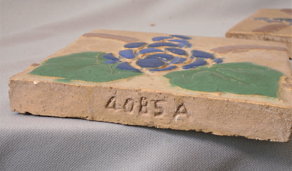 Grueby Pottery Tile Grapes Boston Arts and Crafts