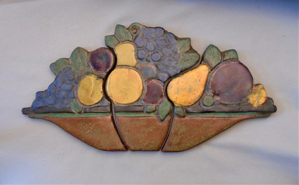 Solon and Schemmel Tile Co Arts & Crafts Panel of a Bowl of Fruit Bungalow Bill Antique