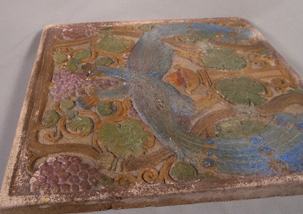 California Art Tile Double Peacocks Cal Art Bungalow Bill Antique
