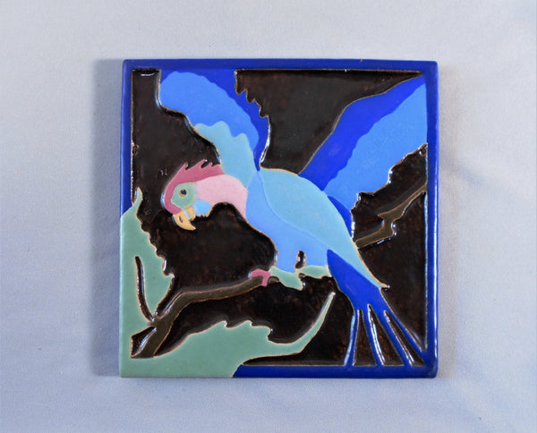 Art Deco Parrot Tile by Franklin Pottery Faience Bungalow Bill Antique