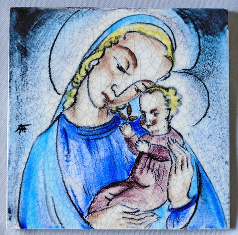 Fritz Hudler Tile Madonna Jesus Bungalow Bill antique