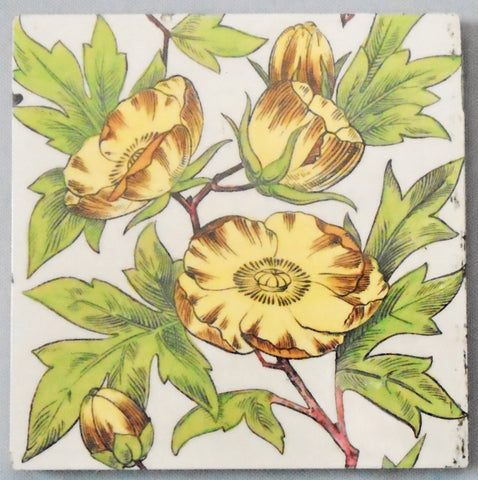 Vintage Maw Tile Tree Peony Bungalow Bill Antique