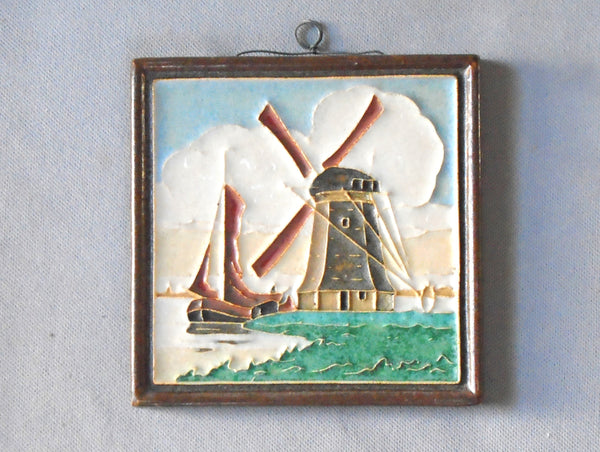 Royal Delft Tile Windmill and Sailboat De Porceleyne Fles Bungalow Bill Antiques