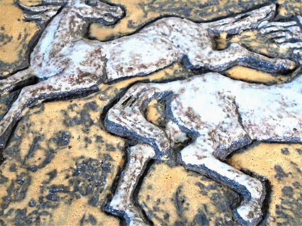 Mid Century Tile Wall Plaque Dancing Horses