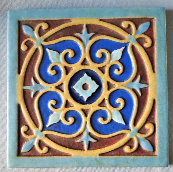 Franklin Pottery Gothic Revival Tile 401 Spanish Bungalow Bill Antique