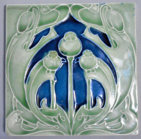 Lea & Boulton Art Nouveau Poppy Tile Bungalow Bill Antique