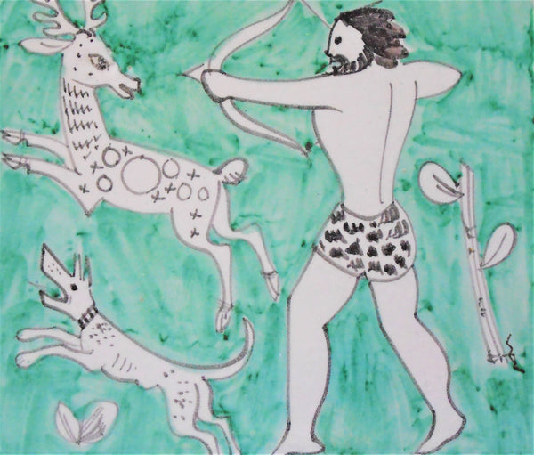 Hercules Hunting the Deer of Artemis Italian Art Pottery Tile Bungalow Bill Antique