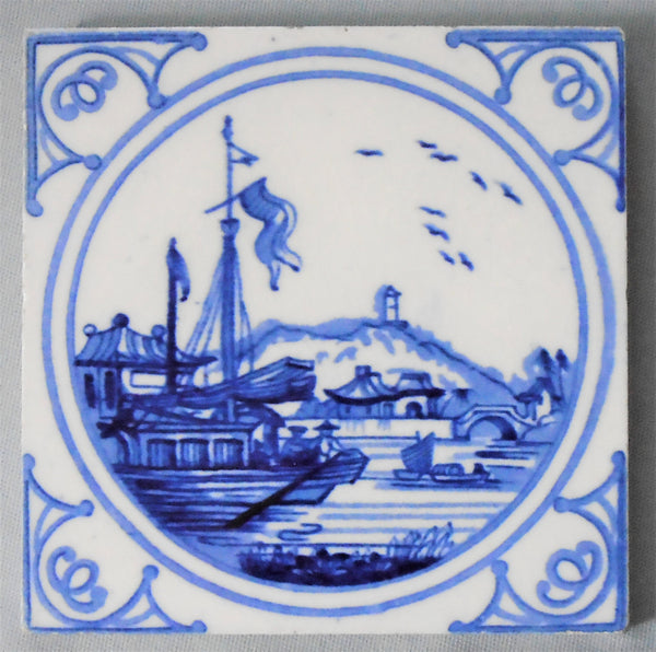 Minton China Blue and White Canton Ware Tiles Bungalow Bill Antique