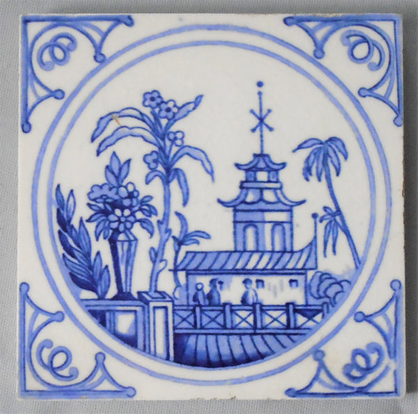 Minton China Blue and White Canton Ware Tiles Bungalow Bill Antique