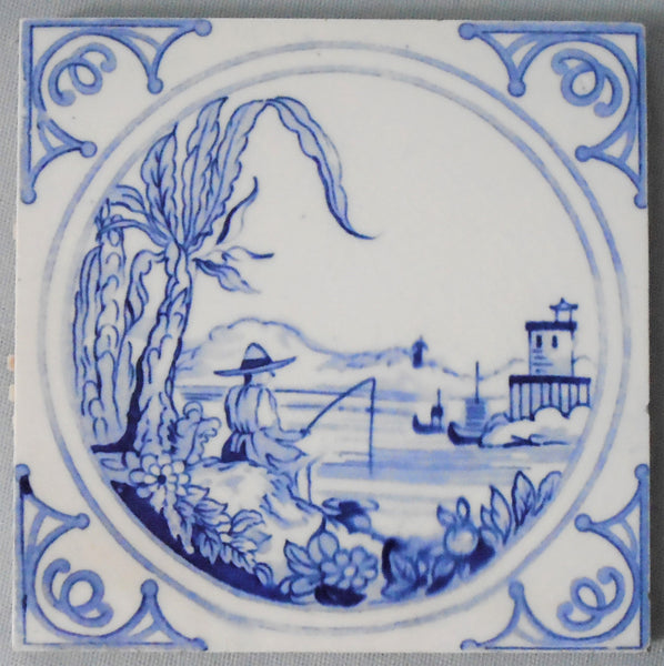 Minton China Blue and White Canton Ware Tiles Bungalow Bill Antique
