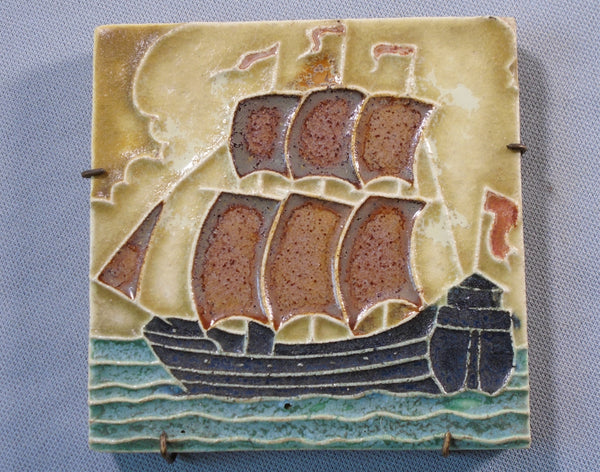 Royal Delft Porceleyne de Fles ship tile Bungalow Bill Antique