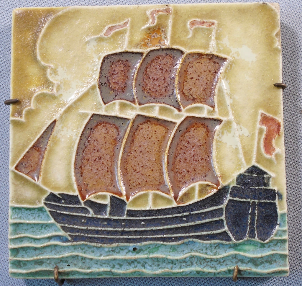 Royal Delft Porceleyne de Fles ship tile Bungalow Bill Antique