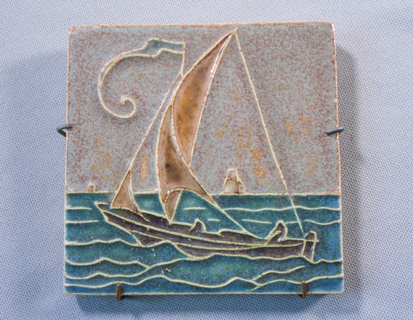 Antique Royal Delft Sailboat Tile Arts and Crafts Porceleyne de Fles Bungalow Bill