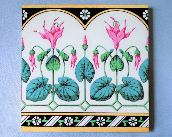 Minton China Works Tile Cyclamen Flower Bungalow Bill Antiques