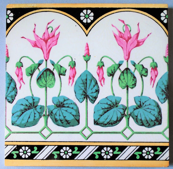 Minton China Works Tile Cyclamen Flower Bungalow Bill Antiques