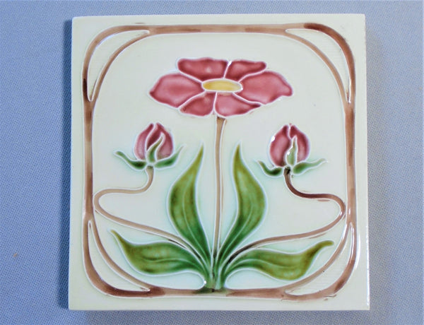 Georg Schmider Majolica Tile German Art Nouveau Bungalow Bill Antique
