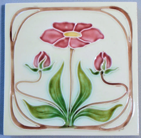 Georg Schmider Majolica Tile German Art Nouveau Bungalow Bill Antique