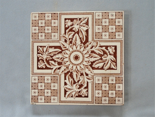 Pilkington English Victorian Transferware Tile Bungalow Bill Antique
