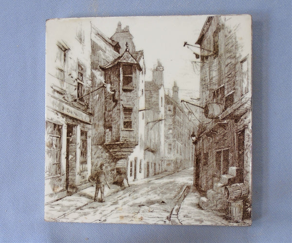 Minton Series Tile ''The Views'' Cardinal Beaton's House, Edinburgh Bungalow Bill Antique