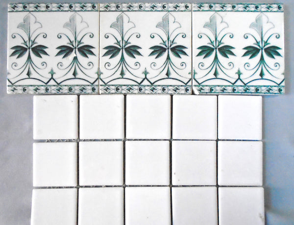 Vintage Transferware Border Tiles Bungalow Bill antique