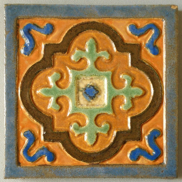 Arts and Crafts Moorish Design Tile by Flint Faience