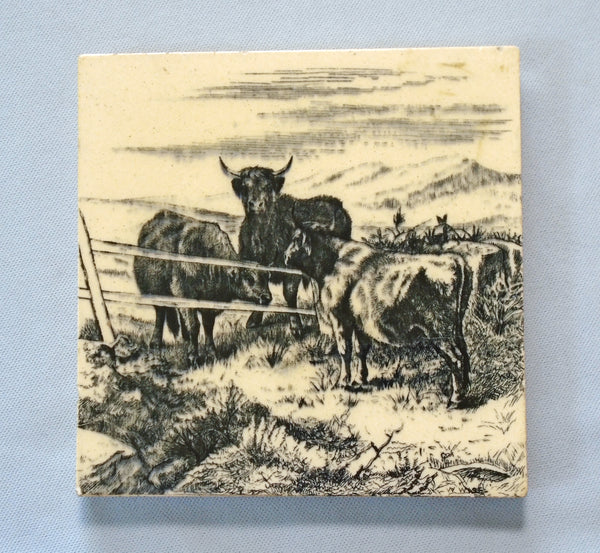 Minton Tile Cows Bungalow Bill Antique