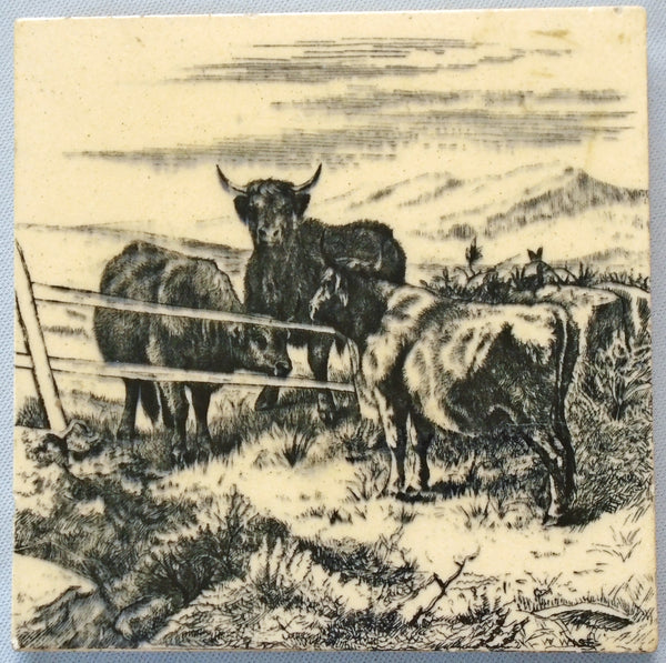 Minton Tile Cows Bungalow Bill Antique