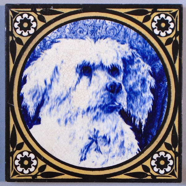 Brown Westhead Moore Tile Dog Portrait Bungalow Bill Antique