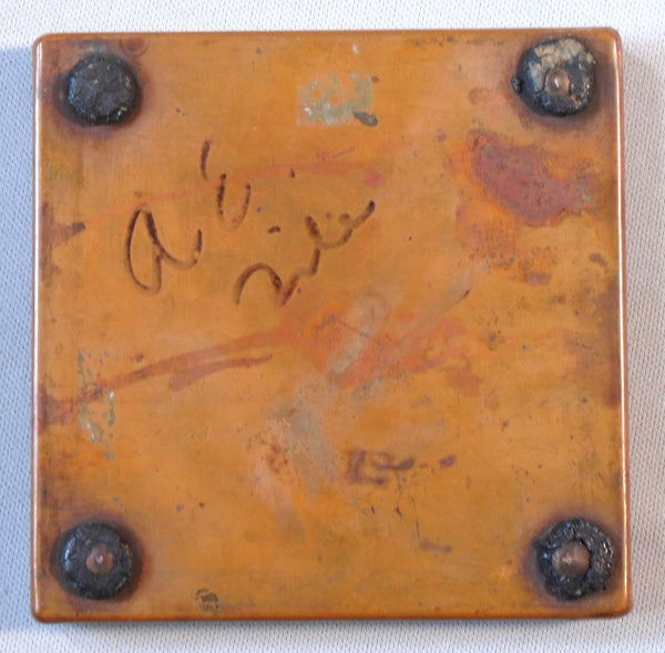Crystal Glazed Tile in Brass Trivet Bungalow Bill Antique