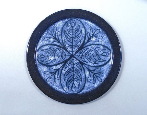 Gail Turner Mill Stone Pottery Blue Wax Resist Plate Bungalow Bill antiques