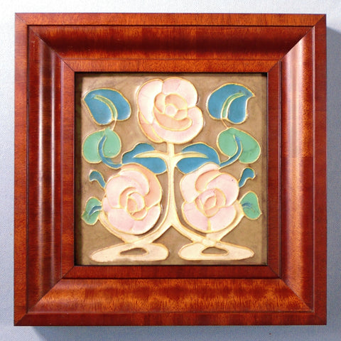 Wheatley Pottery Arts and Crafts Tile of Roses Bungalow Bill antiques