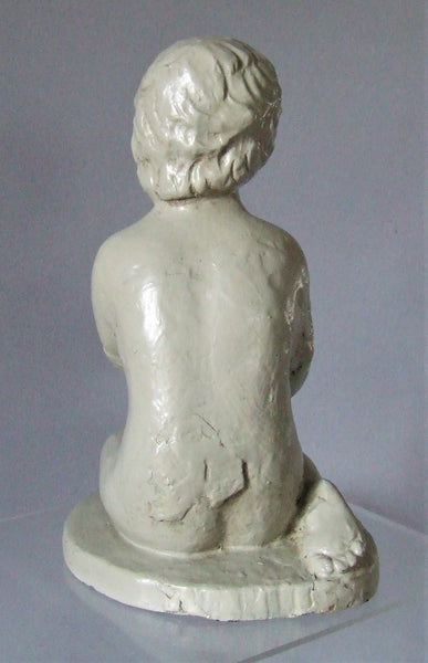 Amphora Pottery Statue Boy & Frog
