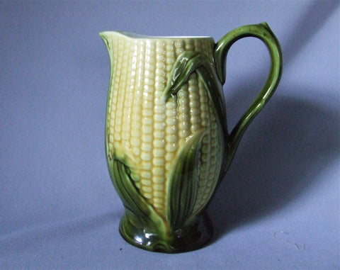 Vintage Majolica Corn Pitcher Bungalow Bill Antique